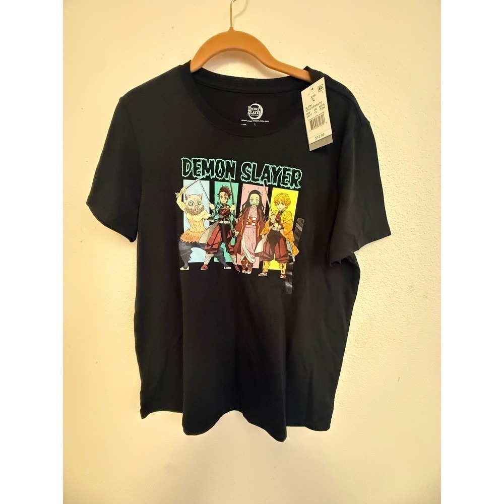 Demon‎ Slayer Anime Graphic T Shirt Adult Large Black Tanjiro Nezuko Zenitsu NWT